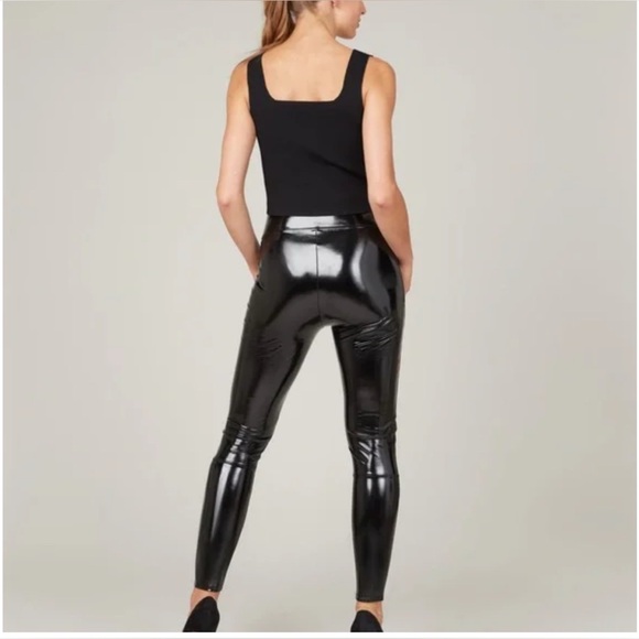 Spanx Faux Patent Leather Leggings Black M - Picture 3 of 12